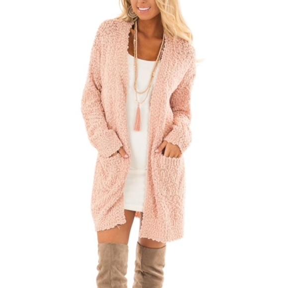 Blush Oversized Soft Cardigan with Pockets - Picture 3 of 8